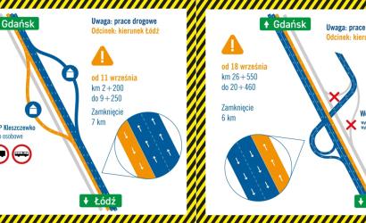 Roboty obejmą obie nitki A1: w stronę Torunia