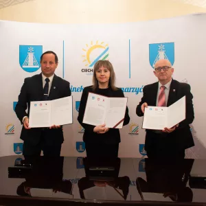 Burmistrz Ciechocinka Jarosław Jucewicz, burmistrz Nieszawy Beata Podlewska i wójt gminy Raciążek Piotr Zabłocki, Fot. Justyna Małecka / www.Ciechocinek.pl