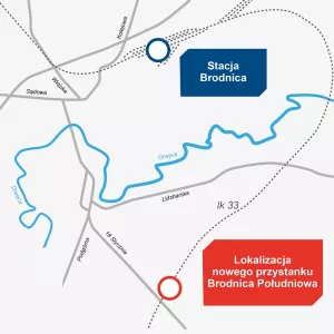 Lokalizacja nowego przystanku Brodnica Poludniowa